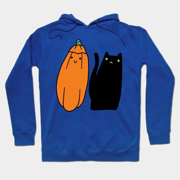 Long Black Cat and Pumpkin Hoodie by saradaboru